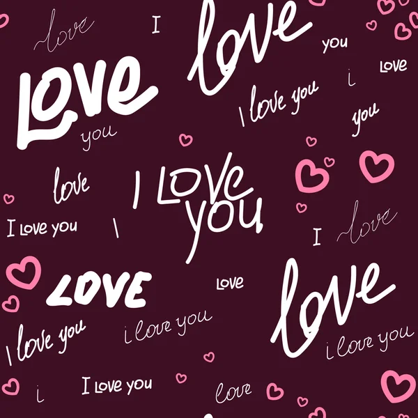 Pattern i love you and heart — Stock Vector