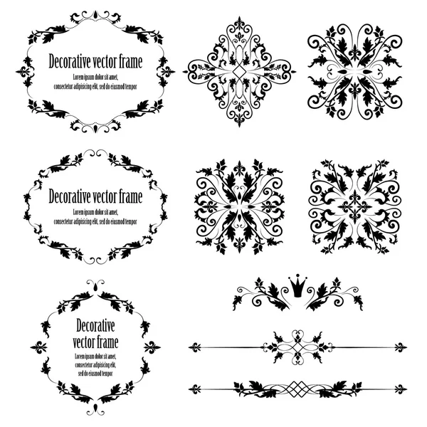 Conjunto de elementos de diseño floral, objetos ornamentales vintage — Vector de stock