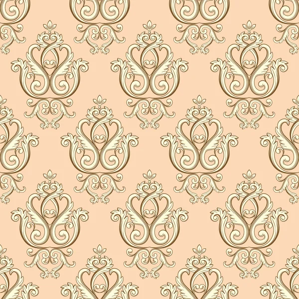 Naadloze damast patroon. Beige textuur — Stockvector