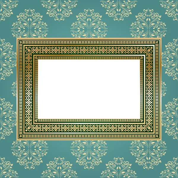 Gouden leeg frame op de muur voor uw kunst.. — Stockvector