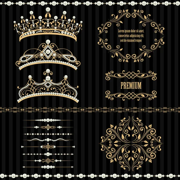 Set collections of royal design elements — Stock Vector