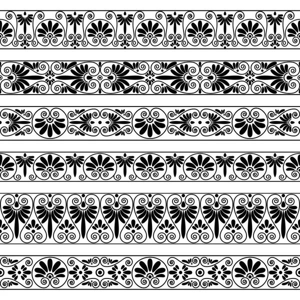 Античные границы в черном цвете на белом фоне . — стоковый вектор
