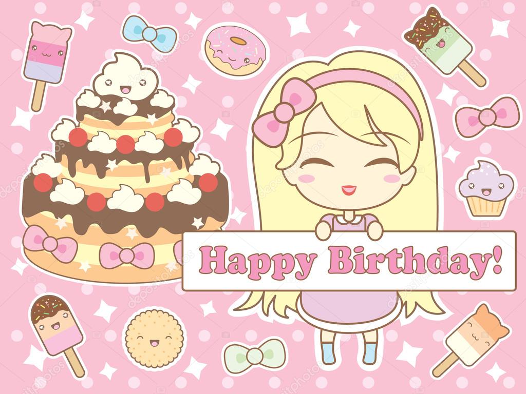 Bonne Carte D Anniversaire Dans Le Style Kawaii Image Vectorielle Par Marymo Art C Illustration Bonne Carte D Anniversaire Dans Le Style Kawaii Image Vectorielle Par Marymo Art C Illustration