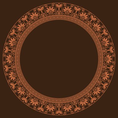 Altın renkli Yunan geleneksel yuvarlak çerçeve.