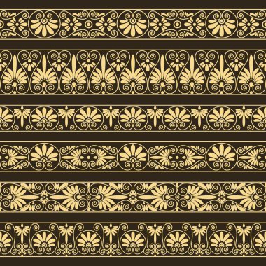 Koyu kahverengi zemin üzerine sarı renkli antika sınırları.