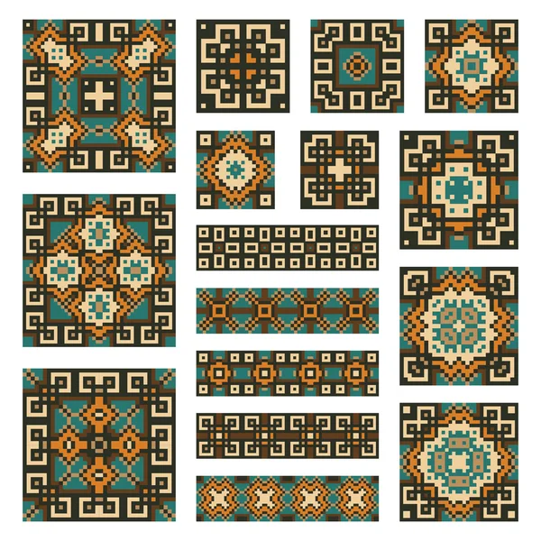 Conjunto de colecciones de bordes geométricos y azulejos — Archivo Imágenes Vectoriales