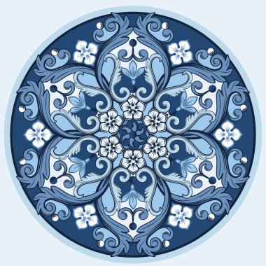 Etnik yuvarlak süslemeli mandala. Vektör illüstrasyonu