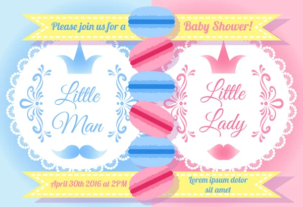 베이비 샤워 초대장 카드 "작은 남자 또는 작은 여자" — 스톡 벡터