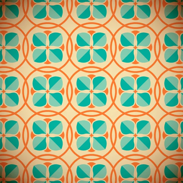 Su yeşili ile Retro geometrik desen turuncu daire içinde bırakır