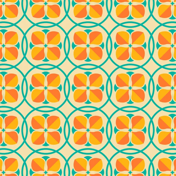 Retro geometrik desen portakal ile su yeşili daire içinde bırakır