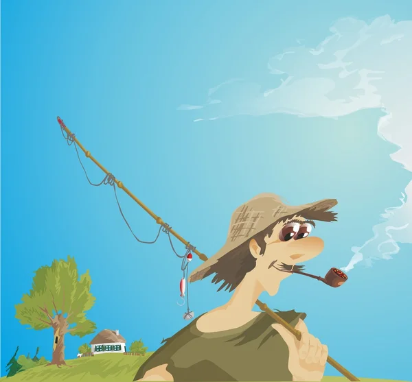 Pescador con pipa — Foto de Stock