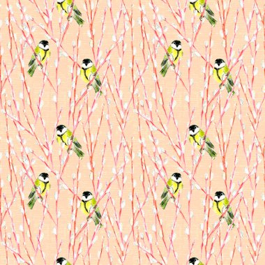 Söğüt dalları üzerinde baştankara