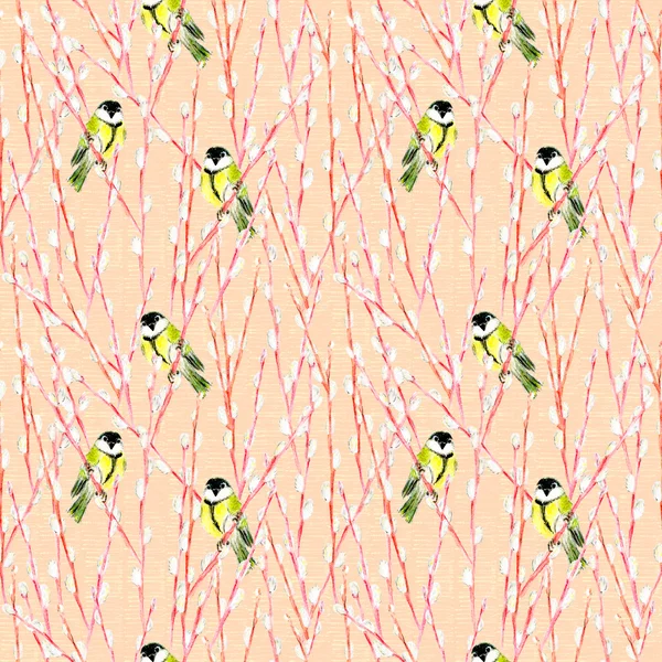 Söğüt dalları üzerinde baştankara