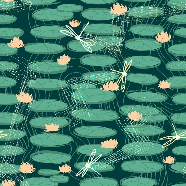 Yusufçuk uçuş üzerinde nilüferler