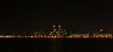 gece şehir, şehir ışık, iş şehir şehir nehir kıyısında