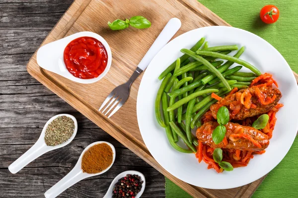 Delicious Meat Cutlets stewed with tomato sauce — Stock Photo, Image