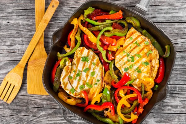 Grilled Chicken breast fillet on a skillet — Stock Photo, Image