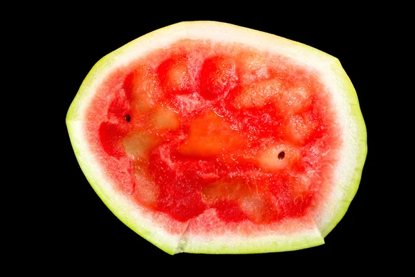 Snědený meloun izolovaných na černém pozadí — Stock fotografie