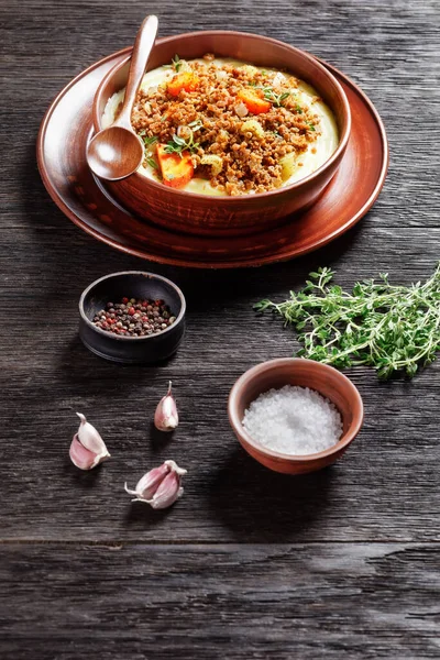 Mince Tatties Potato Mash Topped Stewed Ground Beef Carrots Celery — Stock Photo, Image