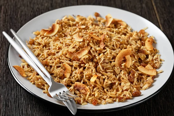 Coconut Rice Colombian Arroz Con Coco Long Grain Rice Cooked — Stock Photo, Image