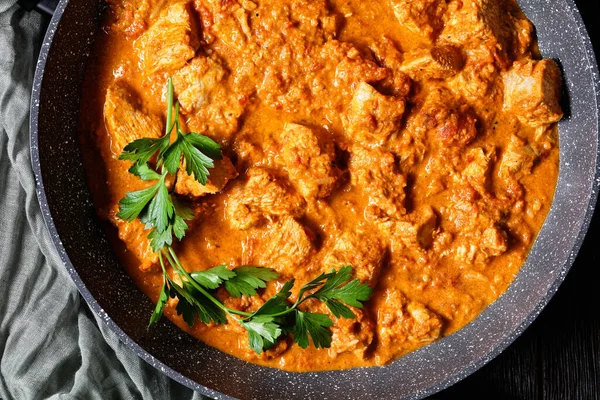 Murgh Makhani Curry Pollo Tomate Especiado Mantequilla Salsa Crema Una — Foto de Stock