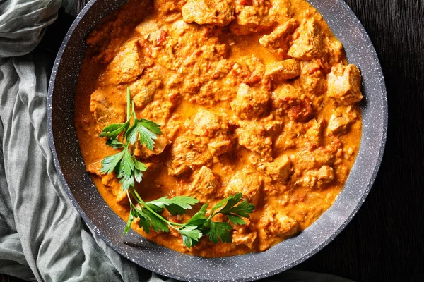 Murgh Makhani Curry Pollo Tomate Condimentado Mantequilla Salsa Crema Una — Foto de Stock