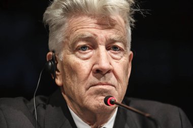 KIEV, UKRAINE - NOV 17, 2017: Amerikalı film yapımcısı David Lynch 'in basın toplantısı. 