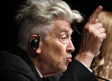 KIEV, UKRAINE - NOV 17, 2017: Amerikalı film yapımcısı David Lynch 'in basın toplantısı. 