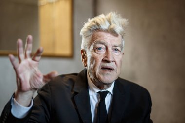 KIEV, UKRAINE - NOV 17, 2017: Amerikalı film yapımcısı David Lynch 'in basın toplantısı. 