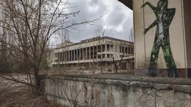 Zone Exclusion Tchernobyl Pripyat Paysage Séquence Timelapse Une Ville Abandonnée — Video