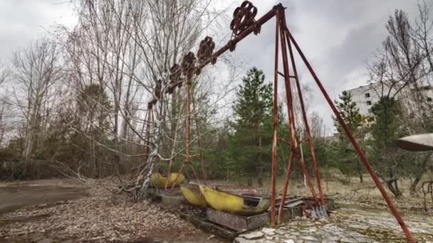 Zona Esclusione Cernobil Pripyat Cronologia Del Paesaggio Filmato Una Città — Video Stock