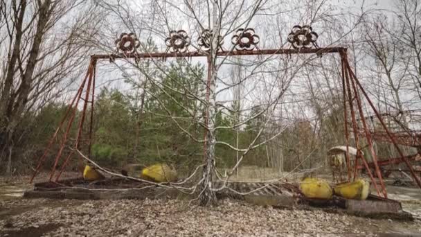 Sperrzone Tschernobyl Pripjat Zeitraffer Aufnahmen Einer Verlassenen Stadt Verlassenes Riesenrad — Stockvideo