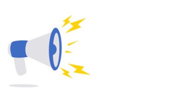 Terfi ve duyurular için megafon animasyonu. Çizgi film megafon çizimi. megafon animasyonu