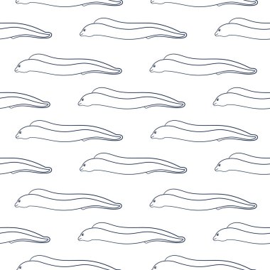 Muraena, sanat tarzında kusursuz desen. Beyaz arkaplanda kart, yazdırma ve menü için tasarım