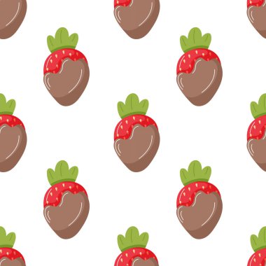 Düz şekilli çikolatalı, dikişsiz taze çilek. Tatlı Kafe paketi için tasarım