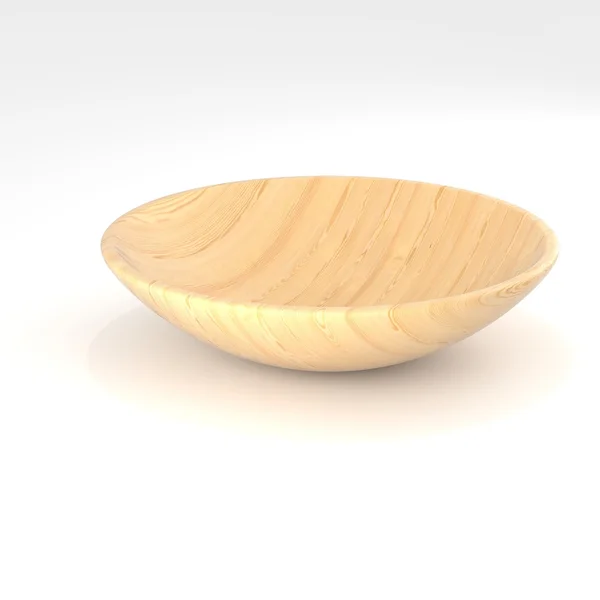 Wooden bowl on white background — Stock Photo, Image