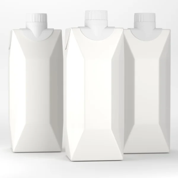 Caixas em branco para suco / leite — Fotografia de Stock