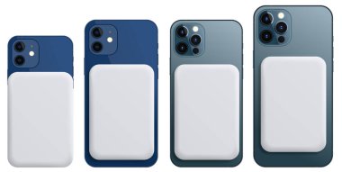 Anapa, Rusya Federasyonu - 14 Temmuz 2021: iPhone 12 mini, iPhone 12 Pro, iPhone 12 Pro Max için New MagSafe Battery Pack. Kablosuz şarj akıllı telefondan suç ortağı. Görüntü