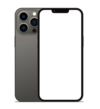Anapa, Rusya Federasyonu - 14 Eylül 2021: Yeni Graphite Color Iphone 13 Pro, Front and back. Akıllı telefon beyaz ekran ile modellenir. Uygulama, web, sunum, tasarım