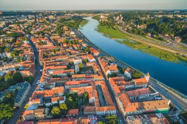 Aerial image of Kaunas old town, Lithuania clipart