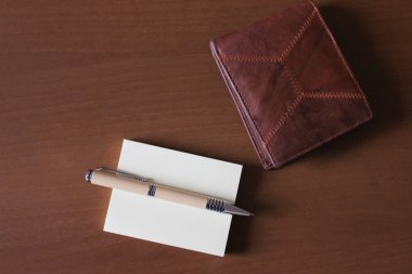 defter kalem ve m-cüzdan ve metin için yer