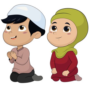 Activities.vector ve illustratio yapan çocuk Müslüman insanlar kümesi