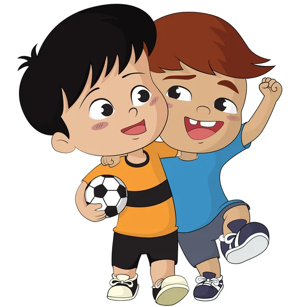 Çizgi film futbol çocuklar. Vektör ve illüstrasyon.