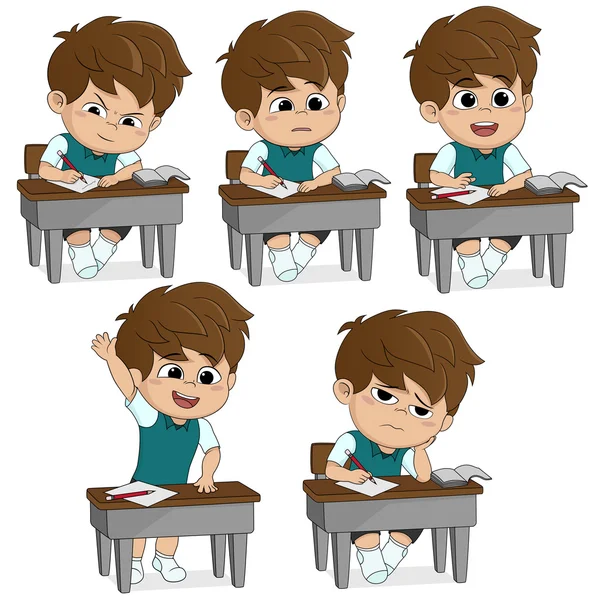 Tous les enfants posent différemment sur learning.back à l'école . — Image vectorielle