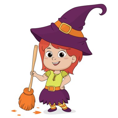 Mutlu Halloween.Cute cadı, Cadılar Bayramı.