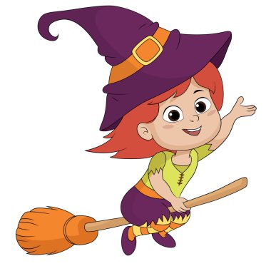 Mutlu Halloween.Cute cadı, Cadılar Bayramı.