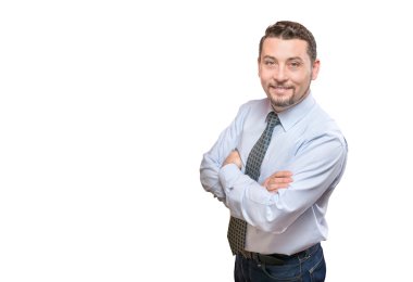 Gömlek uzun ayakta emin iş adamı