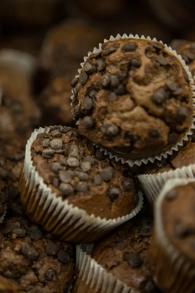 Çikolata parçaları ile birkaç çikolata muffins 