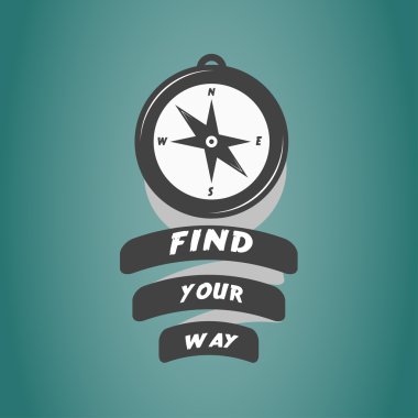 Vintage pusula logosu ile motivasyon metin