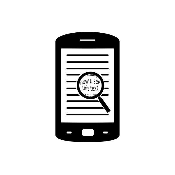 Büyüteç telefonda. Metin ile çalışmak için uygulama